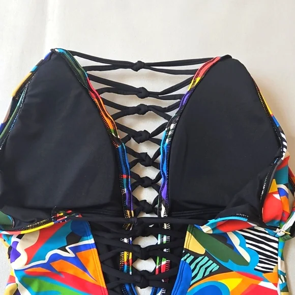 NWT! Bleu by Rod Beattie The Mix Lace Down One Piece Swimsuit - Picture 13 of 16